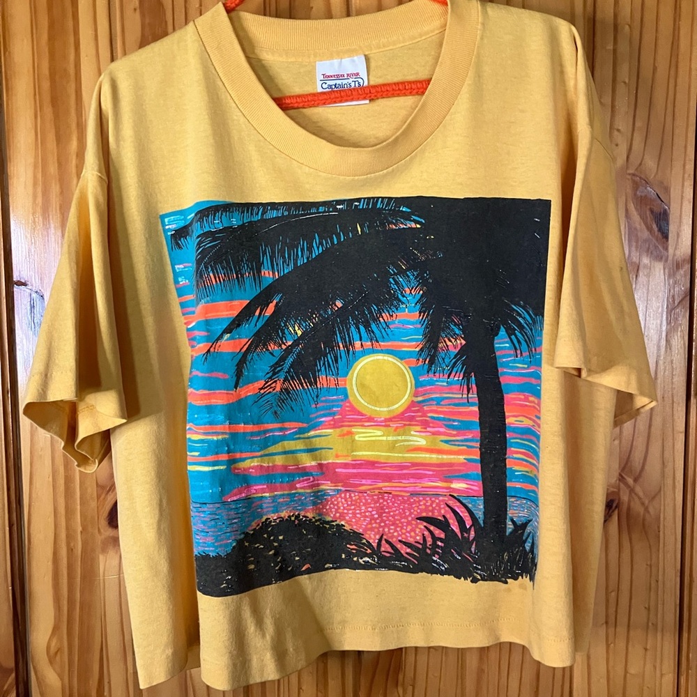 Vintage Yellow Sunset Crop Top